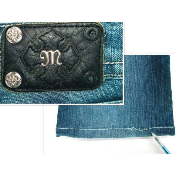 Miss Me Women's Jeans Bling Size 26 JP5755B Boot Rhinestone Distressed Back Flap - Picture 12 of 12